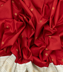Crimson Handloom Korvai Kanchipuram Silk Saree With Annam Buttas-KA12957