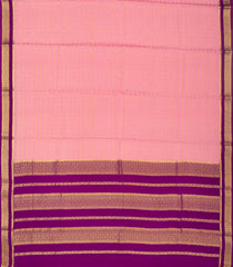 Dusty Pink Mysore Crepe Silk Saree With Checks & Contrast Border