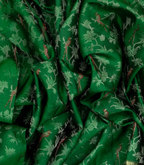 Dark Green Handloom Kanchipuram Silk Saree With Meena Bird Motifs