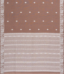 Brown Handloom Bengal Cotton Saree With Floral Buttas-BG1671