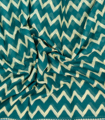 Cyan Printed Jaipur Cotton Saree With Chevron Motifs-JC1902
