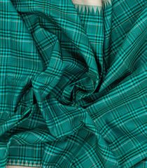 Cyan Handloom Korvai Kanchipuram Silk Saree With Silk Checks-KA14067