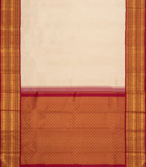 Taupe Handloom Korvai Kanchipuram Silk Saree With Crimson Border-KA16568