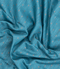 Cyan Woven Art Linen Saree With Flower Motifs-BL5654