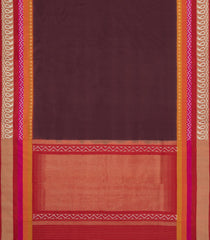 Dark Brown Handloom Pochampally Ikat Silk Saree With Tie & Dye Motifs -IK0434