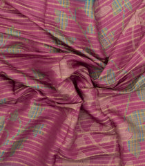 Dusty Pink Printed Synthetics Dola with Zari Stripes & Contrast Border-BL5216