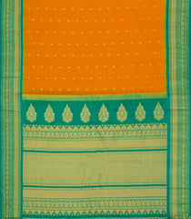 Mango Yellow Handloom Gadwal SICO Saree With Cotton Body & Silk Border-GA0408