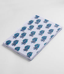 White 9 X 6 Inch Bagru Dabu Block Printed 96 Page Handmade Notebook-ACS1017