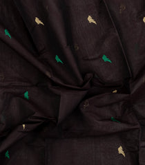 Black Handloom Village Cotton Saree With Buttas-VC1635