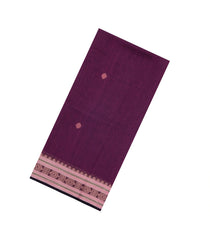 Burgundy Handloom Bengal Cotton Saree With Floral Motifs-BG2000