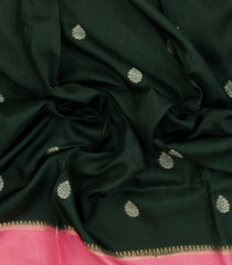 Bottle Green Woven Blended Viscose Saree With Zari Buttas-BL5629