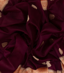 Maroon Handloom Banarasi Organza Silk Saree With Floral Buttas-BE1658