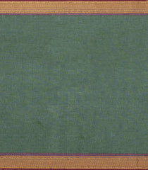 Bottle Green Woven Chettinad Cotton Saree With Buttas & Contrast Border-CN1827