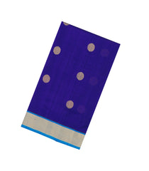 Purple Handloom Silk Cotton Saree With Buttas & Contrast Zari Border-SC4651