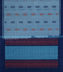 Steel Blue Woven Rasipuram Cotton Saree With Buttas-RA2646