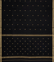 Black Handloom Maheswari Silk Cotton Saree With Floral Buttas & Zari Border-SC4855
