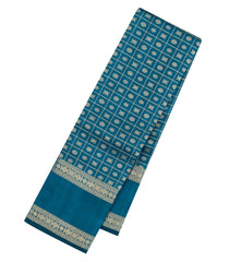 Cyan Handloom Kanchipuram Silk Saree With Checks-KA15106