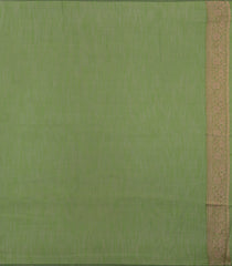 Leafy Green Woven Art Linen Saree With Zari Border-BL5638