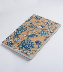 Beige 9 X 6 Inch Bagru Dabu Block Printed 96 Page Handmade Notebook-ACS1003