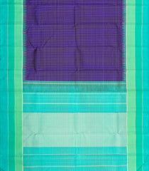 Purple Handloom Korvai Kanchipuram Silk Saree With Zari Checks-KA15899