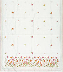 White Woven Synthetic Dupion Silk Saree With Embroidered Bird Motifs-BL4149