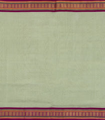 Shadow Green Handloom Korvai Silk Cotton Saree With Magenta Border-SC3903