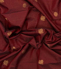 Crimson Handloom Silk Cotton Saree With Zari Chekcs & Buttas-SC4063