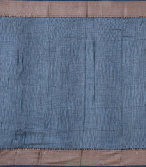 Steel Blue Printed Chanderi Cotton Saree With Floral Motifs & Sequin Work-CC1433