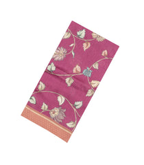 Chesnutt Pink Printed Tussar Silk Saree With Floral Motifs-TU3669