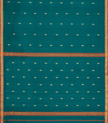 Sea Green Handloom Maheswari Silk Cotton Saree With Buttas & Zari Border-SC4873