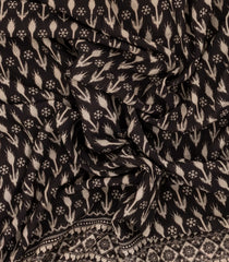 Black Woven Cotton Saree With Printed Kalamkari Motifs-KAL1141