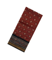 Maroon Printed Chanderi Cotton Saree With Zari Border-CC1494