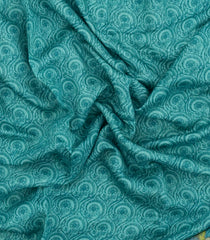 Cyan Printed Tussar Silk Saree With Floral Motifs-TU3616