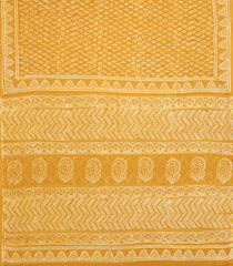 Mustard Printed Jaipur Cotton Saree With Printed Floral Motifs-JC1752