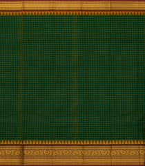Dark Green Woven Chettinad Cotton Saree With Checks & Buttas-CN1858