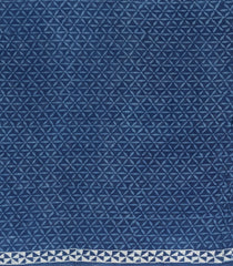Indigo Printed Jaipur Cotton Saree With Floral Motifs-JC1951