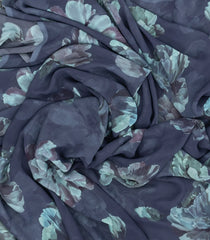 Dark Grey Woven Synthetic Georgette Saree With Printed Floral Motifs-BL4216