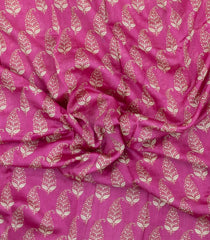 Pink Printed Chanderi Cotton Saree With Floral Motifs-CC1721