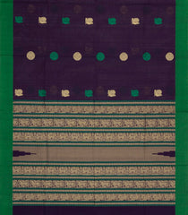 Dark Purple Handloom Village Cotton Saree With Buttas-VC1634