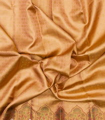 Peach Handloom Korvai Kanchipuram Silk Saree With Pichwai Motifs-KA15856