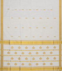Off White Handloom Kerala Cotton Saree With Floral Buttas-KEC1042