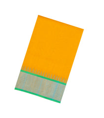 Yellow Handloom Korvai Silk Cotton Saree With Contrast Temple Border-SC4430