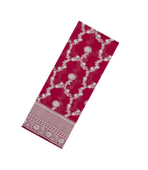 Magenta Woven Dupion Silk Saree With Floral Jaal Motifs-DS0564