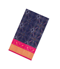 Navy Blue Handloom Pochampally Ikat Silk Saree With Tie & Dye Motifs -IK0420
