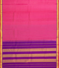 Dark Peach Handloom Kanchipuram Silk Saree With Purple Border-KA14004