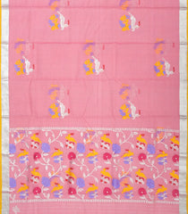 Peach Handloom Kota Silk Saree With Meena Deer Motifs-KO1048