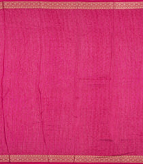 Off White Printed Chanderi Cotton Saree With Pink Zari Border-CC1680
