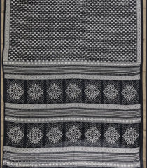 Black Printed Jaipur Cotton Saree With Floral Motifs-JC1720