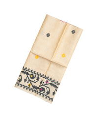 Cream Handloom Tussar Silk Saree With Meena Butta Motifs-TU2655