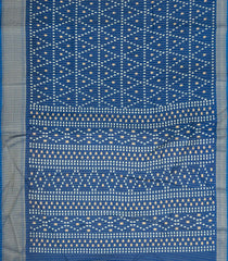 Blue Printed Synthetic Dola Silk Saree With Motifs & Zari Stripes-SY0422